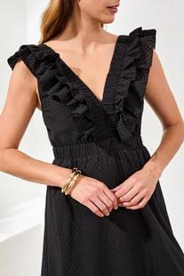 Tribal Women's Embroidered Cotton Maxi Dress With Frills & Cutout Alternate View